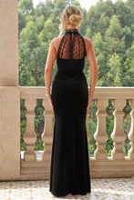 Black Halter Lace Mermaid Maxi Dress