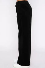 Black drawstring waist wide leg active pants