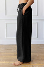 Black Wide-Leg Drawstring Pants for Women