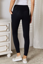 Black Wide Waistband Sports Leggings with Pocket for Women