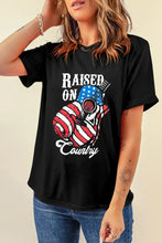 Black Women's T-Shirt with Patriotic Guitar Graphic Woman T Shirts