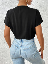 Black Wrap-Front Bodysuit in Stretchy Polyester