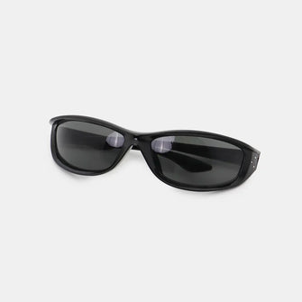 Black Wraparound UV400 Sunglasses with Polycarbonate Frame Black One Size