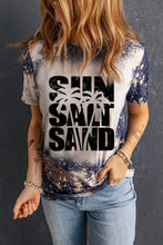 Bleach Splattered Navy T Shirt with Sun Salt Sand Text Dark Navy