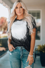 Bleached Black T Shirt for Women with Jeans Basic Polyester Blend