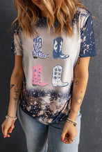 Bleached Cowboy Boot Graphic Womens T Shirt Dark Navy