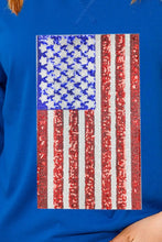 Blue American Flag Sequin T Shirt for Women