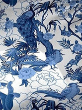 Blue and White Floral Bird Pattern One Piece Swimsuit