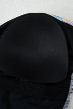 Blue and White Floral Checkered Swimsuit with Drawstring Chest Swimwear