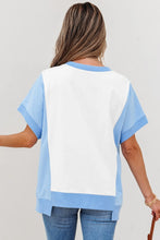 Blue and White Flower USA Graphic Tee for Women