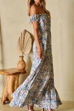 Boho paisley print off-shoulder maxi dress with ruffled hem