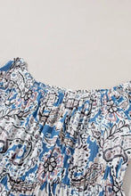 Boho paisley print off-shoulder maxi dress with floral top and elastic waist