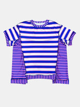 Blue and White Striped Cotton Short Sleeve T-Shirt for Women Woman T Shirts