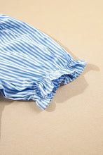 Blue and White Striped Tiered Midi Dress Casual Dresses