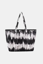 Black and white printed PU leather tote bag with long handles