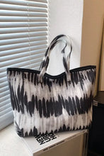 Black and white printed PU leather tote bag with shoulder straps