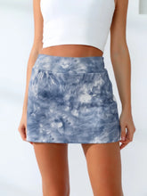 Blue and White Tie Dye Mini Skort with Phone Pocket