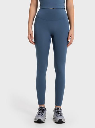 Blue Athletic Leggings for Women Stretch Polyester Spandex French Blue