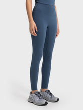 Blue Athletic Leggings for Women Stretch Polyester Spandex