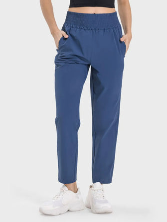 Blue Athletic Leggings with Pockets for Women Peacock Blue