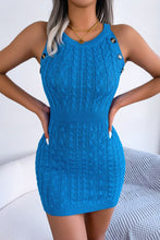 Blue Cable Knit Sleeveless Mini Dress Sky Blue