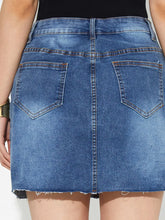 Blue Denim Button-Front Mini Skirt with Pockets
