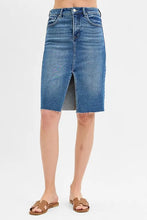 Blue Denim High Rise Slit Pencil Skirt for Women MEDIUM