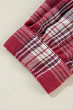 Blue Denim Jacket with Raw Hem and Plaid Flannel Sleeves