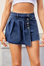 Blue Denim Skort with Button Detail and Pockets Dusty Blue