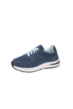 Blue Denim Sneakers with White Laces for Women Medium