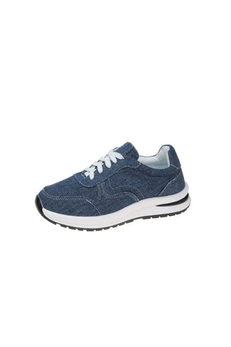 Blue Denim Sneakers with White Laces for Women Medium