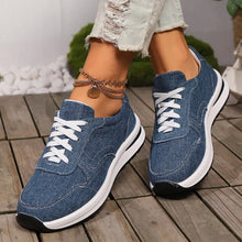 Blue Denim Sneakers with White Laces for Women