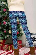 Blue Fair Isle Patterned Leggings with Snowflake and Reindeer Motifs Woman Leggings