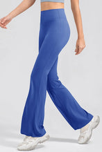 Blue Flared Yoga Pants for Women Stretchy Nylon Elastane Leggings