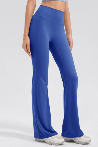 Blue Flared Yoga Pants for Women Stretchy Nylon Elastane Leggings Royal Blue