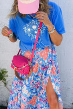 Blue Floral Cowboy Boot Graphic Women’s T Shirt Cotton Blend