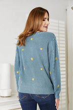 Blue Floral Embroidery Cable Knit Cardigan for Women Woman Outerwear