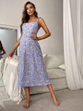 Blue Floral Patterned Sleeveless Sundress Blue