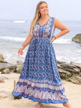 Blue Floral Print Maxi Dress in 100 Percent Viscose Maxi Dresses