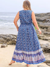 Blue Floral Print Maxi Dress in 100 Percent Viscose