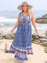 Blue Floral Print Maxi Dress in 100 Percent Viscose Royal Blue