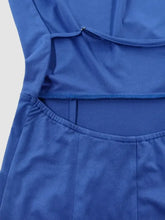 Blue Halter Neck Evening Gown with Slit and Backless Design Evening Dresses