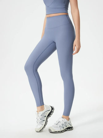 Blue High Waisted Ribbed Athletic Leggings for Women Light Blue