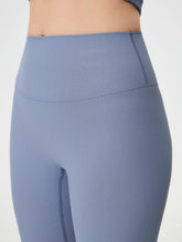 Blue High Waisted Ribbed Athletic Leggings for Women