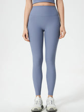 Blue High Waisted Ribbed Athletic Leggings for Women
