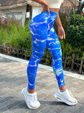 Blue Lightning Slim Fit Tie Dye Sporty Leggings for Women