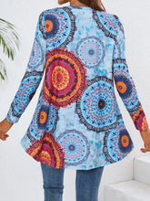 Blue Mandala Pattern Long Sleeve Tunic Top for Women