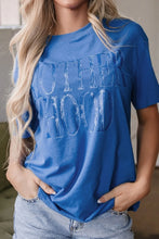 Blue Motherhood T Shirt for Women Basic Stretchy Polyester Cotton Blend