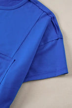 Blue Oversized Short Sleeve T Shirt with Pocket for Women Woman T Shirts