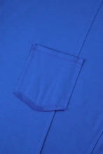 Blue Oversized Short Sleeve T Shirt with Pocket for Women Woman T Shirts